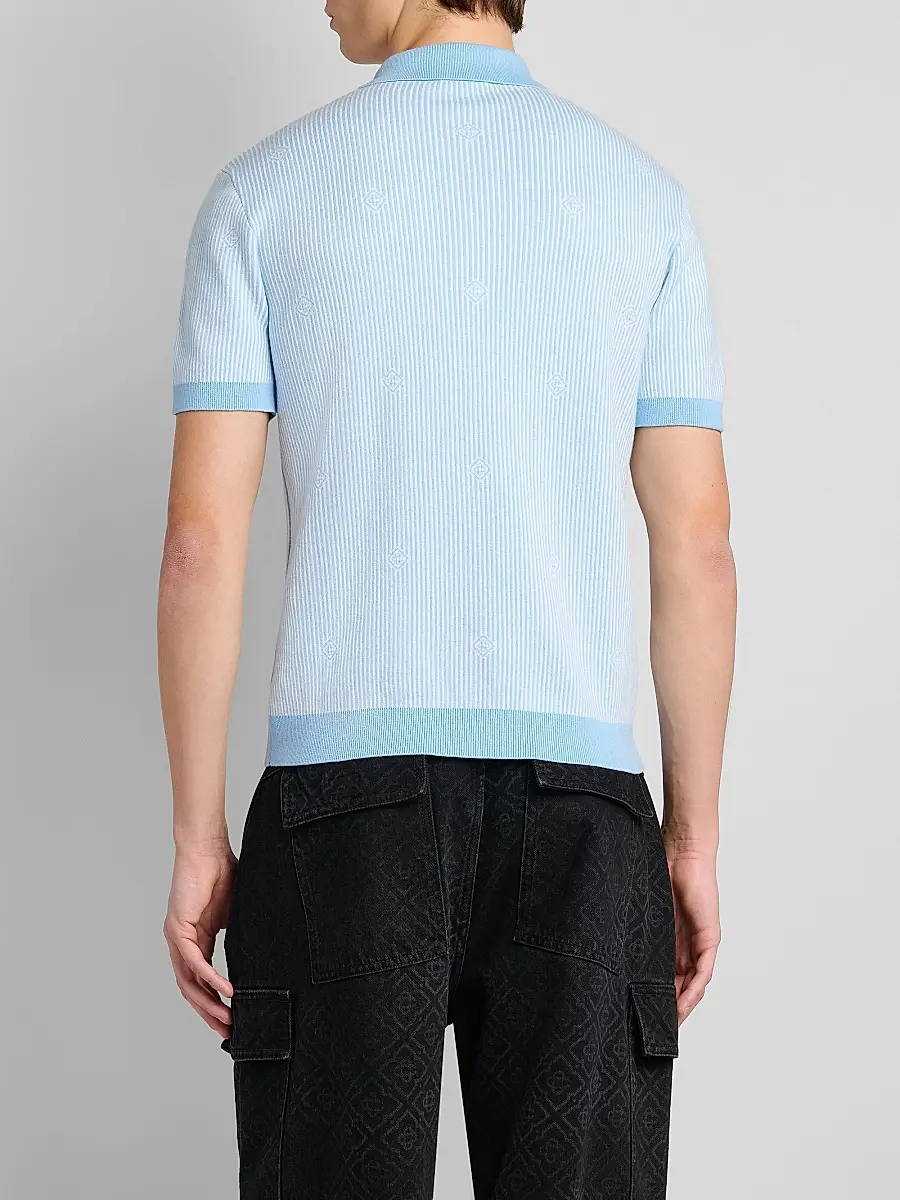 Casablanca Men's Pinstripe Cotton Polo Shirt | Thumbnail 3