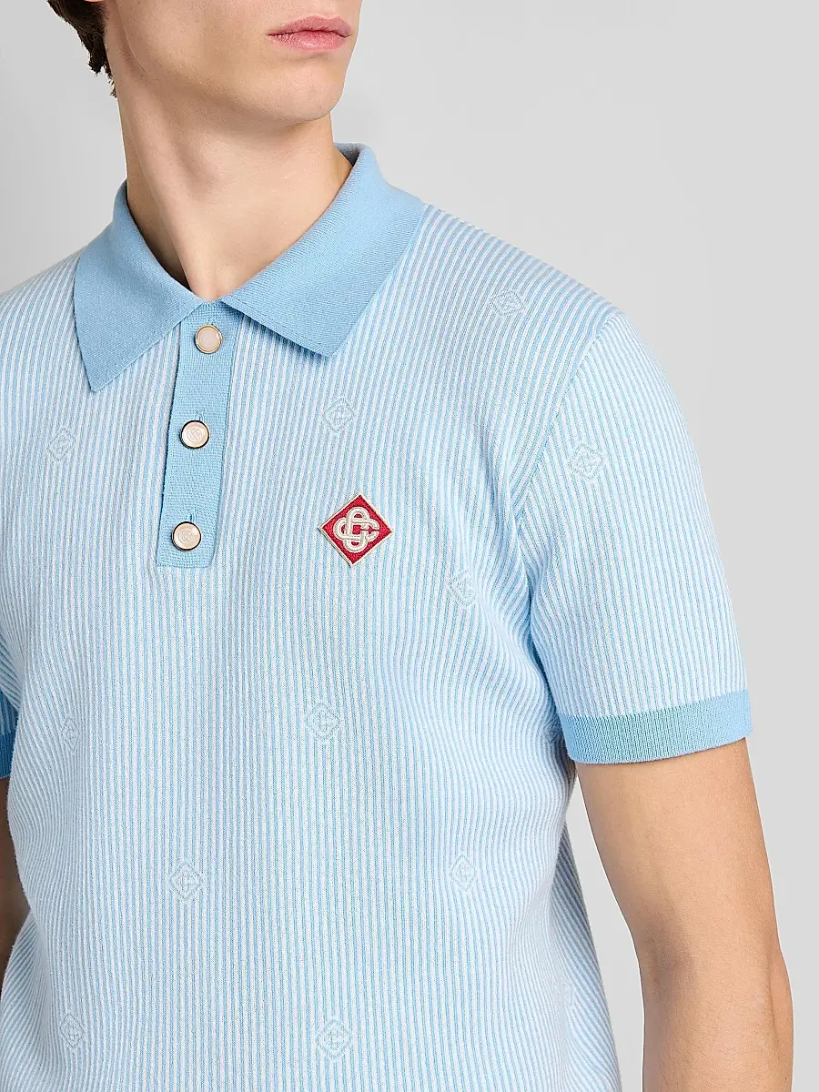 Casablanca Men's Pinstripe Cotton Polo Shirt | Thumbnail 5