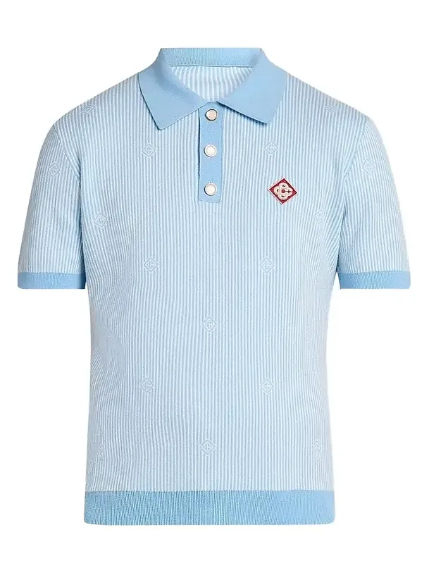 Men's Pinstripe Cotton Polo Shirt