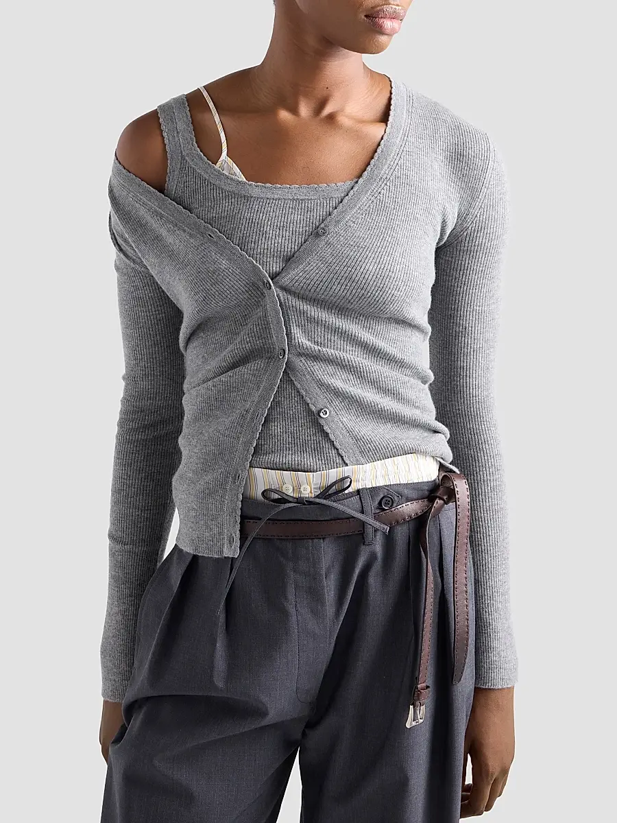 Prada Women's Ribbed Cashmere Cardigan | Thumbnail 3 Prada Women's Ribbed Cashmere Cardigan | Thumbnail 3