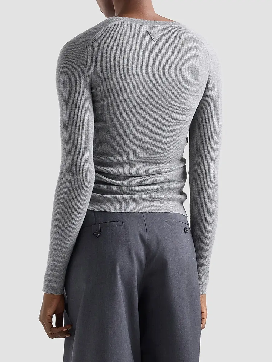 Prada Women's Ribbed Cashmere Cardigan | Thumbnail 4 Prada Women's Ribbed Cashmere Cardigan | Thumbnail 4