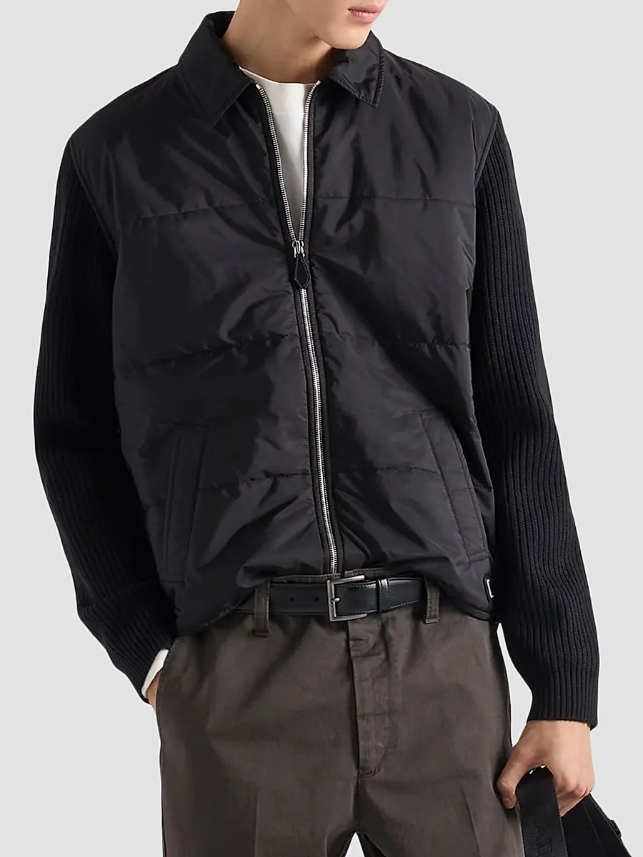 Prada Men's Wool And Re-Nylon Gabardine Cardigan | Thumbnail 3