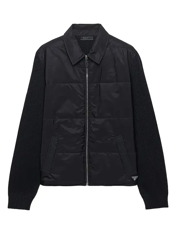 Men's Wool And Re-Nylon Gabardine Cardigan Men's Wool And Re-Nylon Gabardine Cardigan