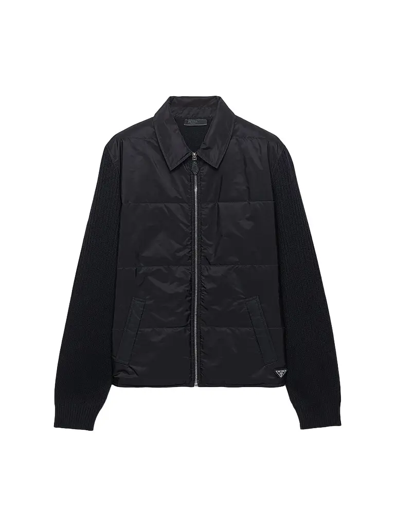 Prada Men's Wool And Re-Nylon Gabardine Cardigan - Black | Image 1 Prada Men's Wool And Re-Nylon Gabardine Cardigan - Black | Image 1