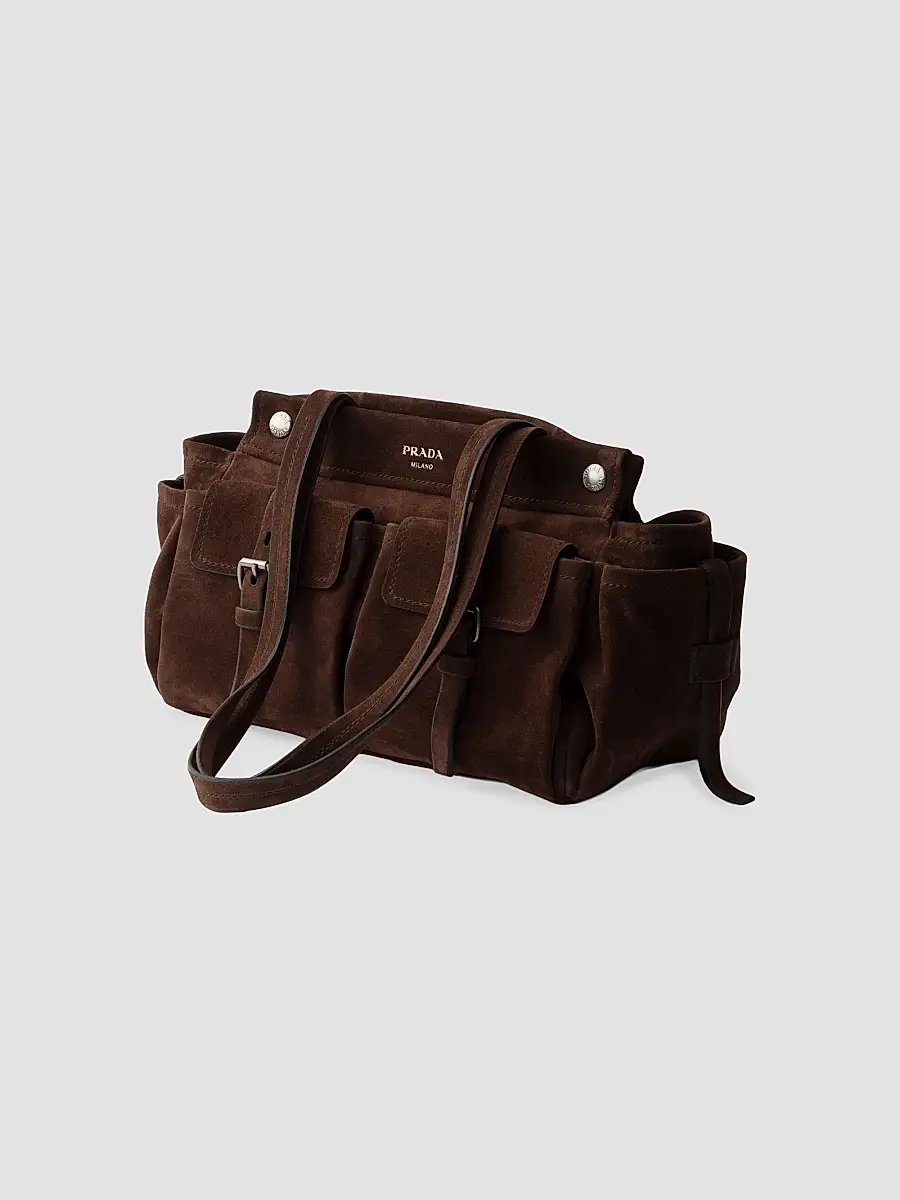 Prada Women's Medium Suede Tote Bag | Thumbnail 2 Prada Women's Medium Suede Tote Bag | Thumbnail 2