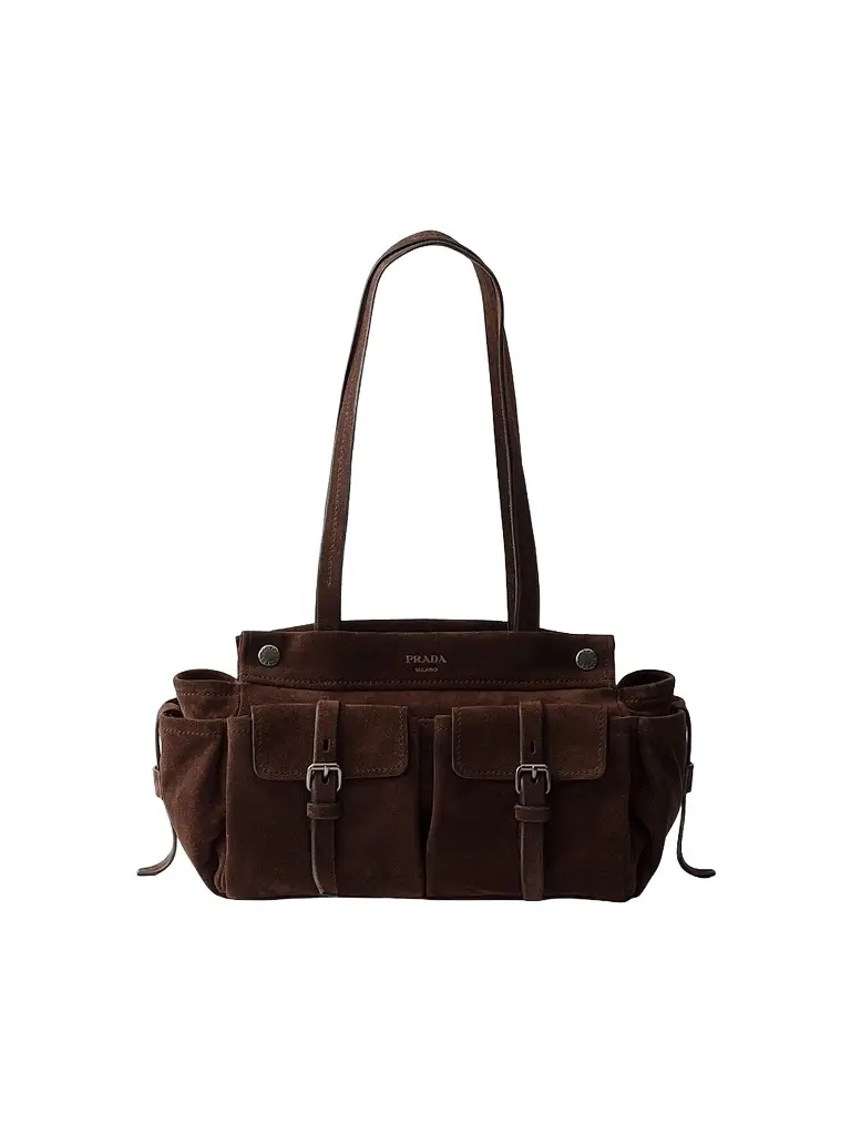 Prada Women's Medium Suede Tote Bag - Brown | Image 1 Prada Women's Medium Suede Tote Bag - Brown | Image 1
