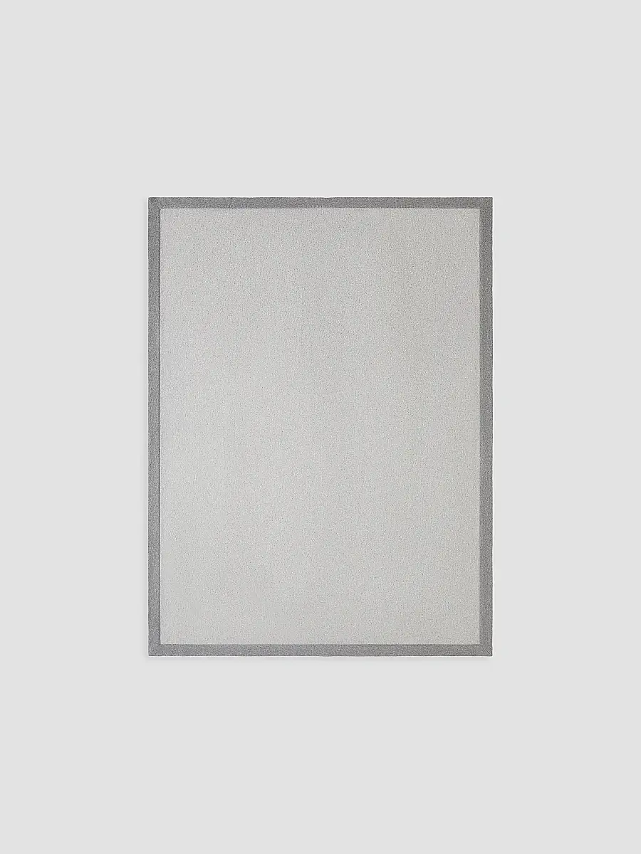 Brunello Cucinelli Cashmere Throw with Contrasting Border - Light Grey | Thumbnail 2 Brunello Cucinelli Cashmere Throw with Contrasting Border - Light Grey | Thumbnail 2