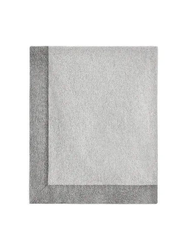 Brunello Cucinelli Cashmere Throw with Contrasting Border - Light Grey