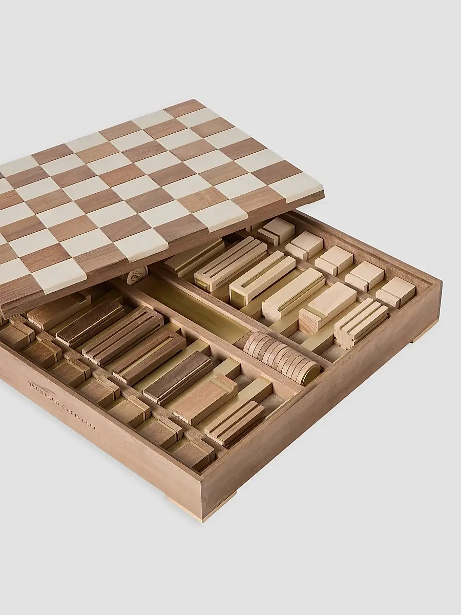 Brunello Cucinelli Wood, Sandstone and Brass Chess Set | Thumbnail 3 Brunello Cucinelli Wood, Sandstone and Brass Chess Set | Thumbnail 3