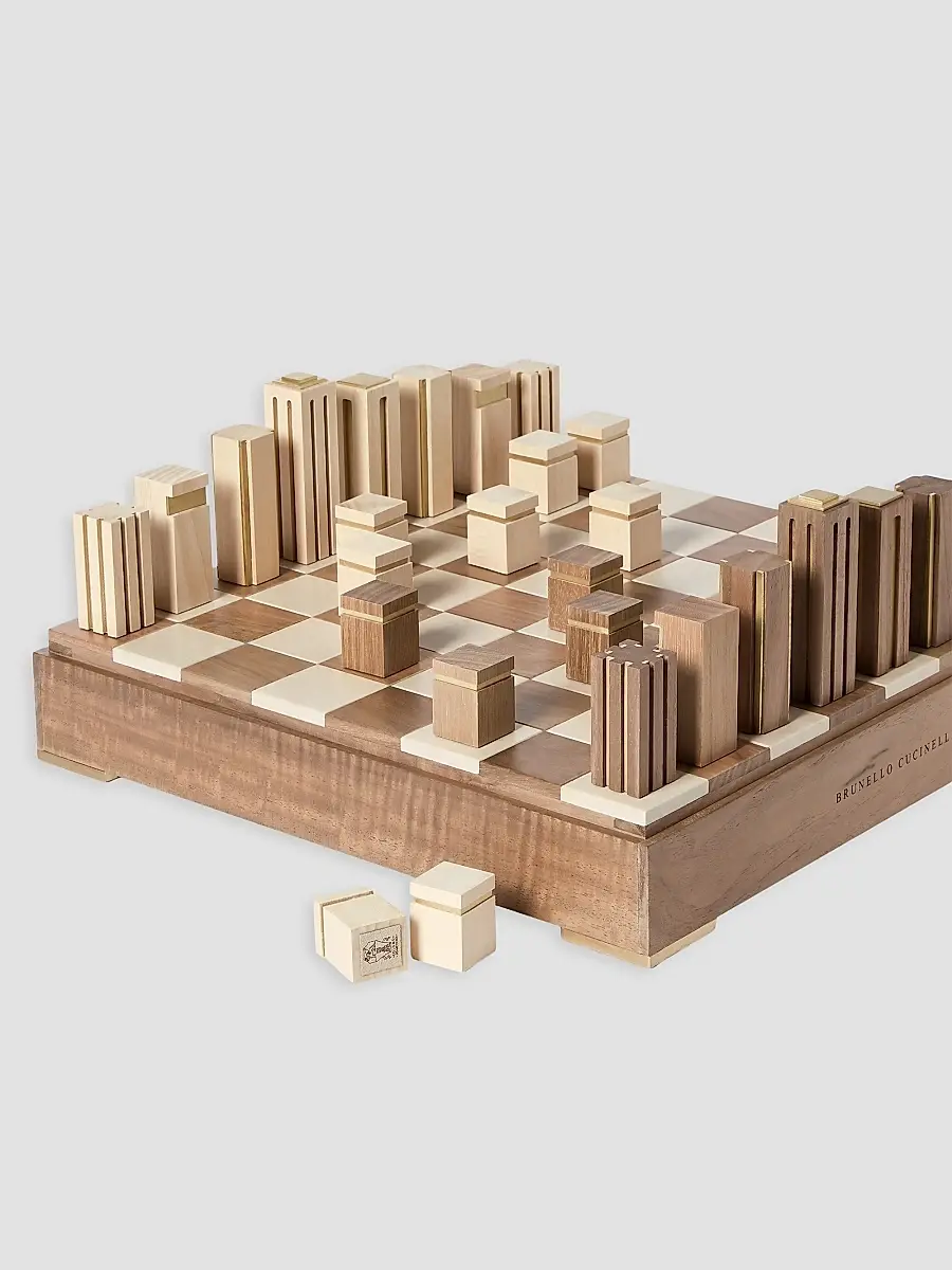 Brunello Cucinelli Wood, Sandstone and Brass Chess Set | Thumbnail 4 Brunello Cucinelli Wood, Sandstone and Brass Chess Set | Thumbnail 4