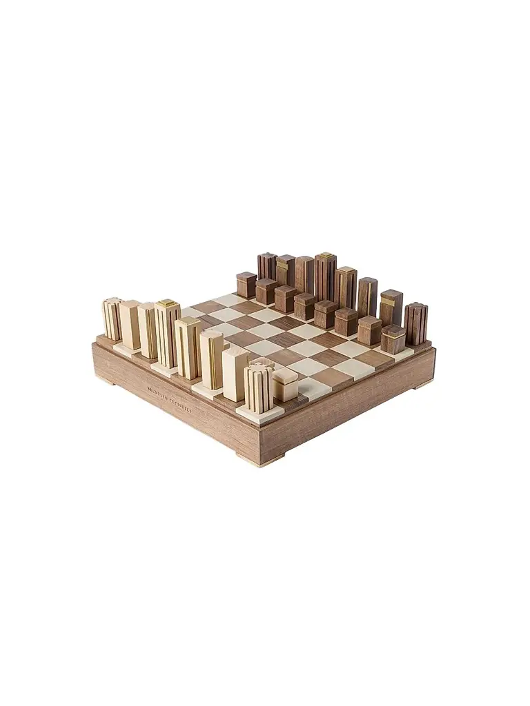 Brunello Cucinelli Wood, Sandstone and Brass Chess Set
