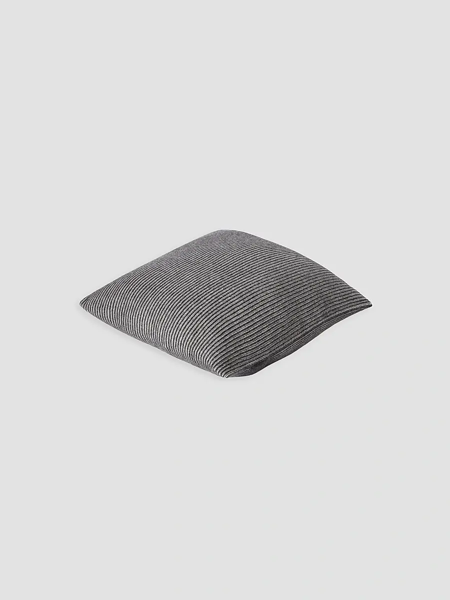 Brunello Cucinelli Cashmere Vanisé Rib Knit Cushion with Metal Buttons - Lead | Thumbnail 2