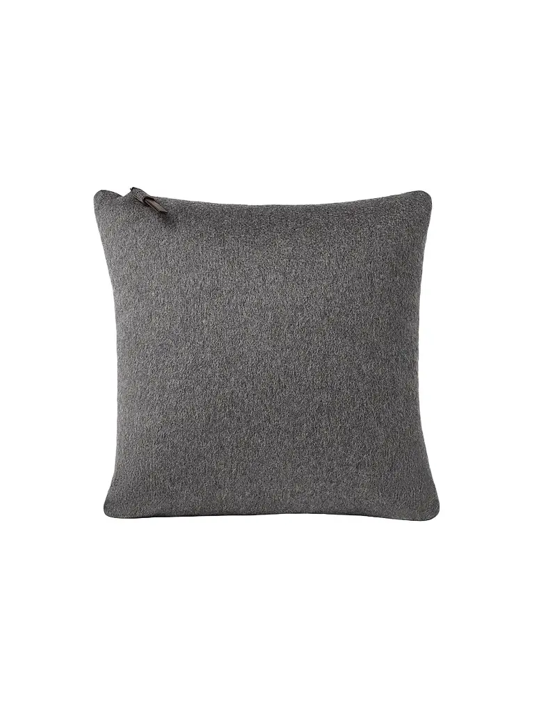 Brunello Cucinelli Double Cashmere Beaver Cloth Cushion with Shiny Zipper Pull - Lead | Image 1 Brunello Cucinelli Double Cashmere Beaver Cloth Cushion with Shiny Zipper Pull - Lead | Image 1