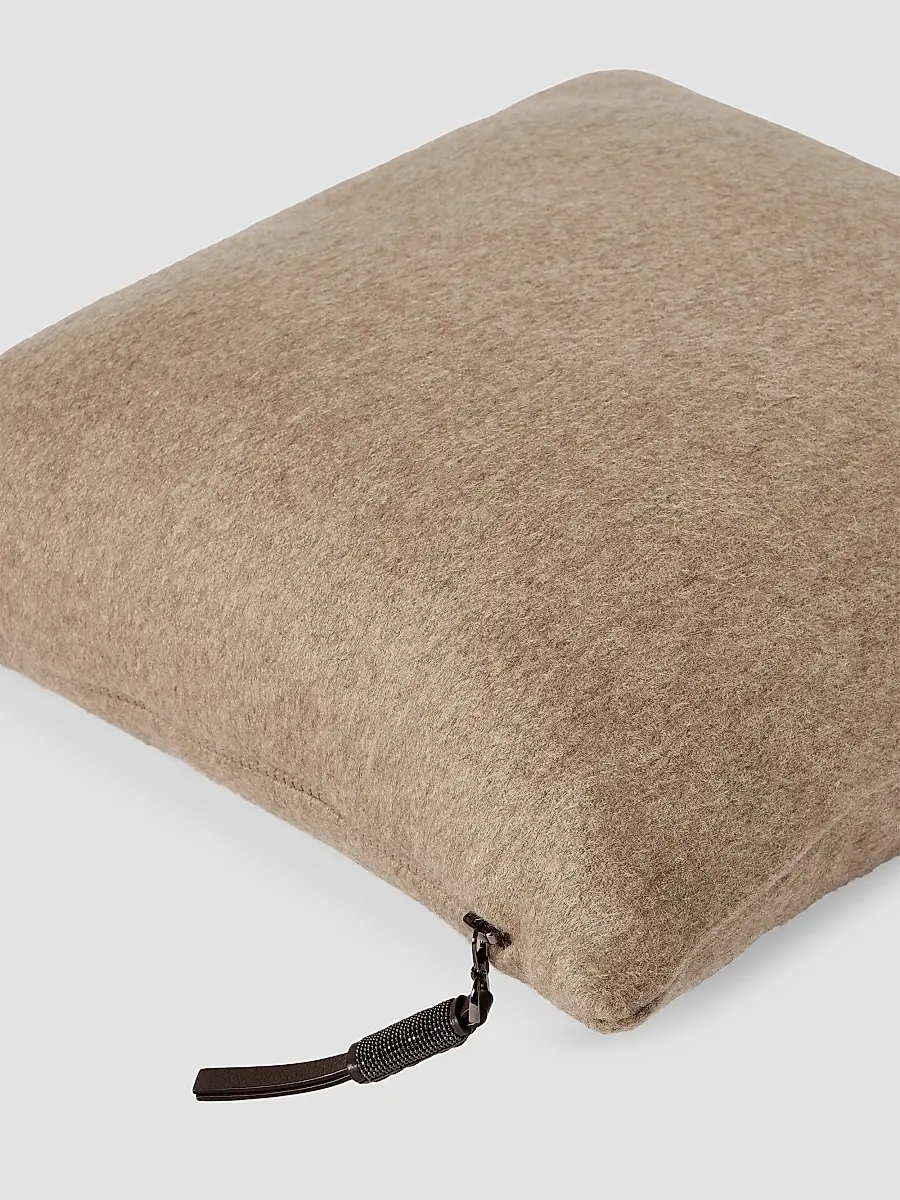 Brunello Cucinelli Double Cashmere Beaver Cloth Cushion with Shiny Zipper Pull | Thumbnail 3 Brunello Cucinelli Double Cashmere Beaver Cloth Cushion with Shiny Zipper Pull | Thumbnail 3