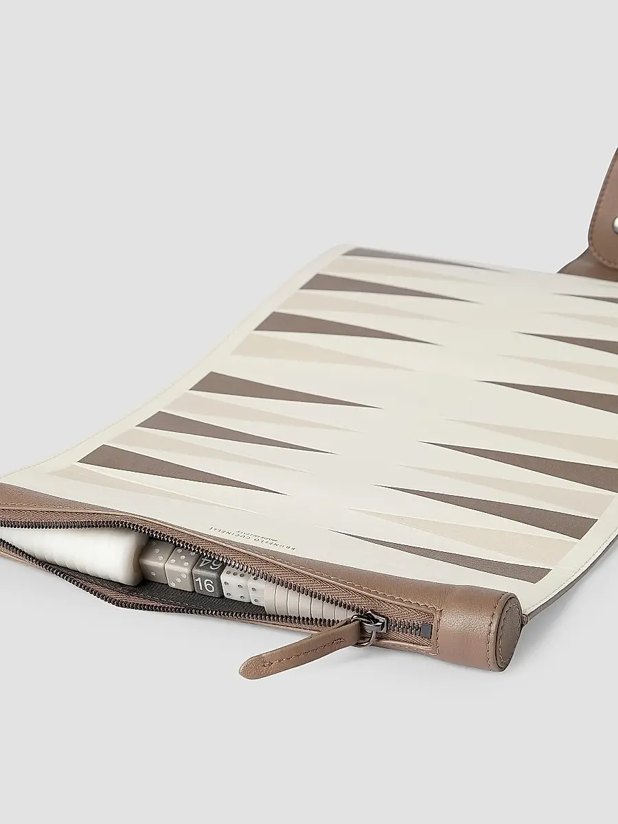 Brunello Cucinelli Calfskin and Krion Portable Backgammon Set | Thumbnail 2 Brunello Cucinelli Calfskin and Krion Portable Backgammon Set | Thumbnail 2