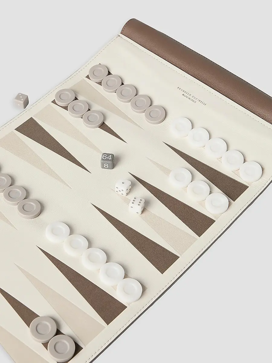 Brunello Cucinelli Calfskin and Krion Portable Backgammon Set | Thumbnail 3 Brunello Cucinelli Calfskin and Krion Portable Backgammon Set | Thumbnail 3