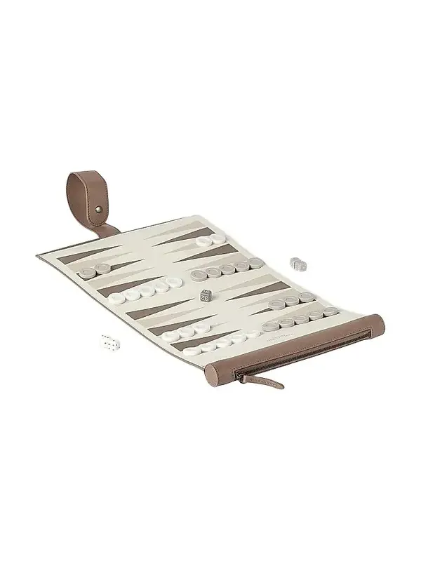Brunello Cucinelli Calfskin and Krion Portable Backgammon Set