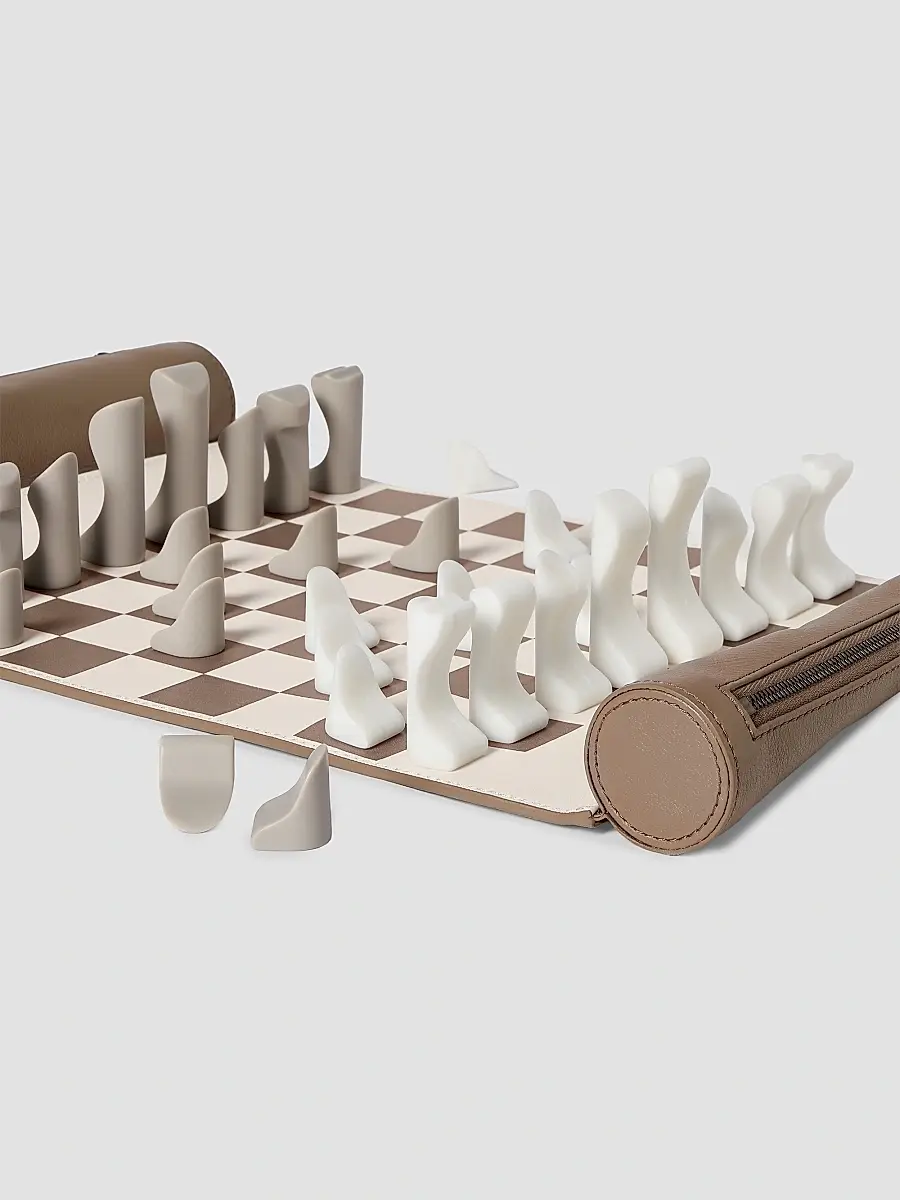 Brunello Cucinelli Calfskin and Krion Portable Chess Set | Thumbnail 3 Brunello Cucinelli Calfskin and Krion Portable Chess Set | Thumbnail 3