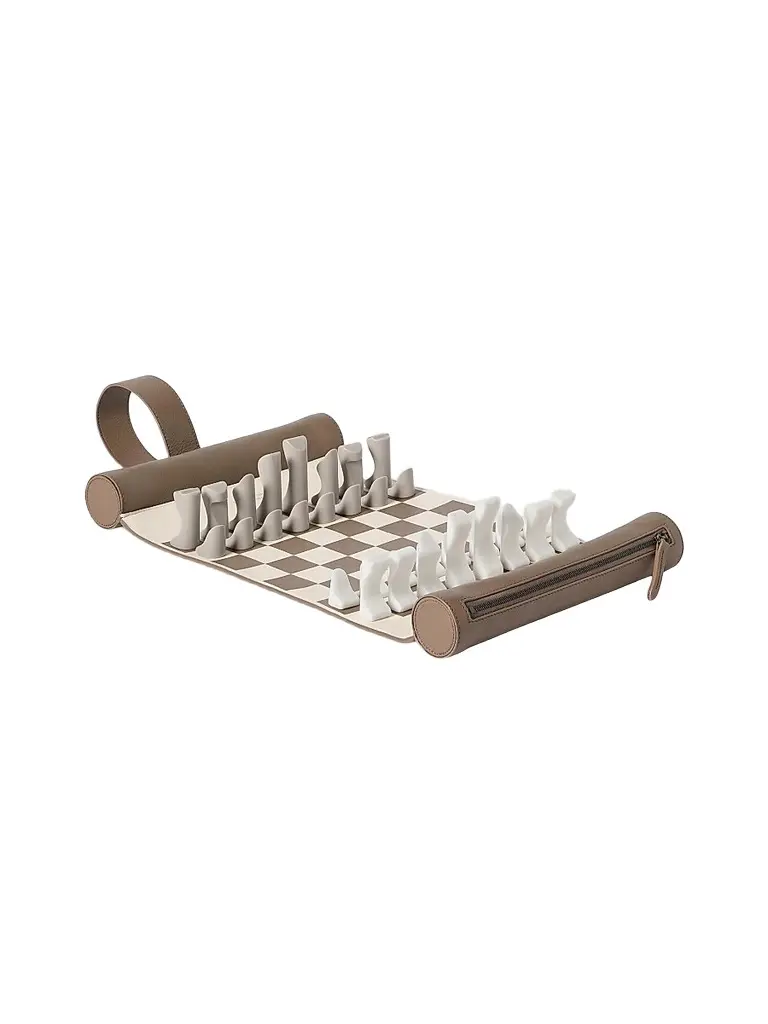 Brunello Cucinelli Calfskin and Krion Portable Chess Set