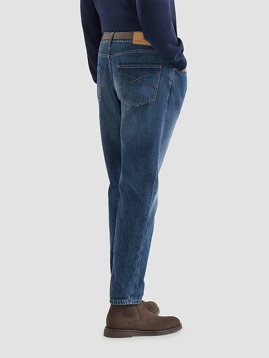 Brunello Cucinelli Men's Lightweight Denim Five-Pocket Jeans | Thumbnail 4