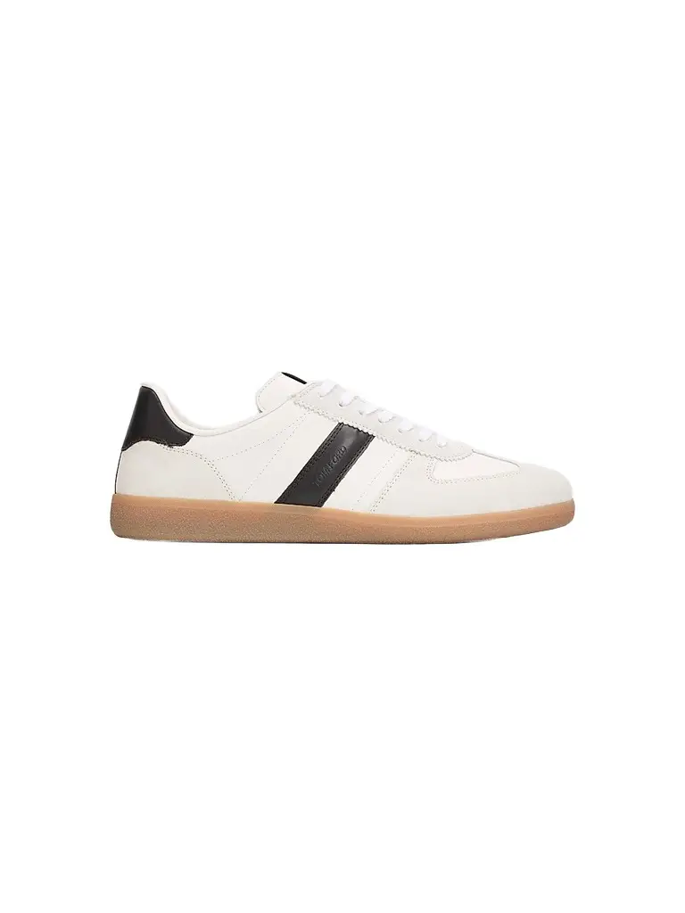 Tom Ford Men's Archer Leather Low-Top Sneaker - Optical White | Image 1 Tom Ford Men's Archer Leather Low-Top Sneaker - Optical White | Image 1