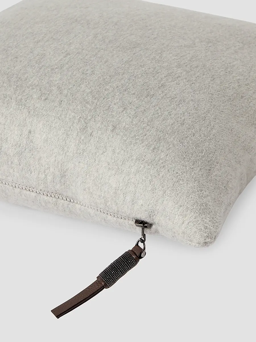 Brunello Cucinelli Double Cashmere Beaver Cloth Cushion with Shiny Zipper Pull | Thumbnail 3 Brunello Cucinelli Double Cashmere Beaver Cloth Cushion with Shiny Zipper Pull | Thumbnail 3