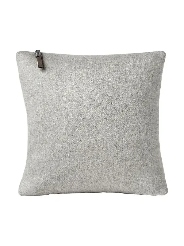 Brunello Cucinelli Double Cashmere Beaver Cloth Cushion with Shiny Zipper Pull