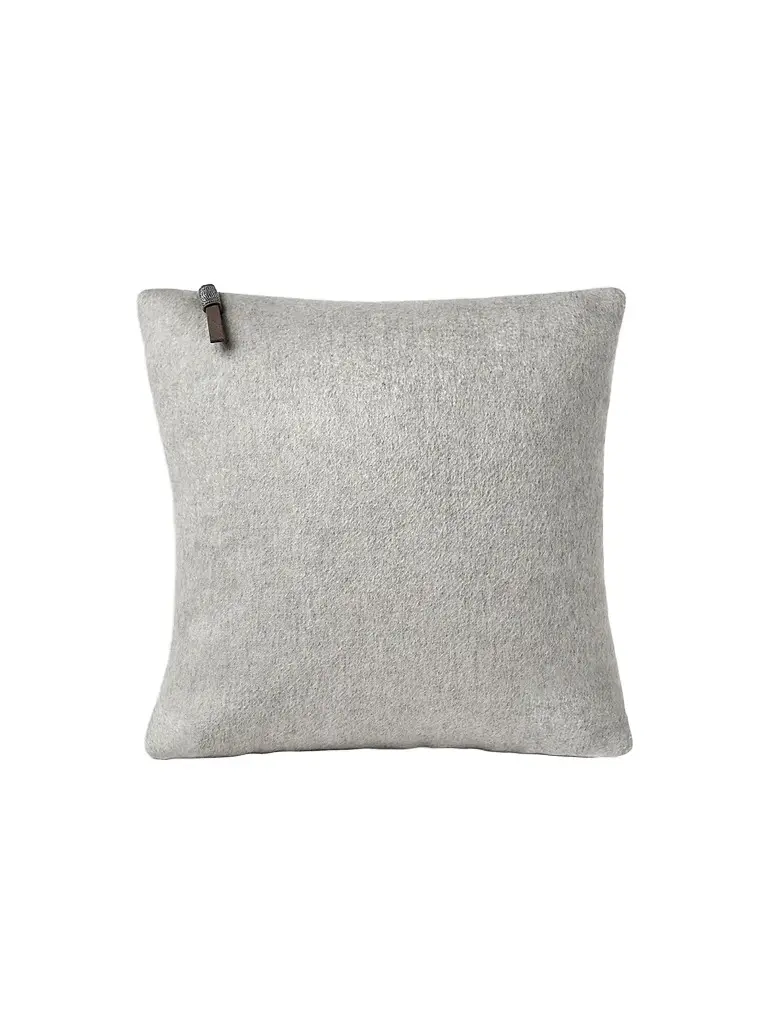 Brunello Cucinelli Double Cashmere Beaver Cloth Cushion with Shiny Zipper Pull - Light Grey | Image 1 Brunello Cucinelli Double Cashmere Beaver Cloth Cushion with Shiny Zipper Pull - Light Grey | Image 1
