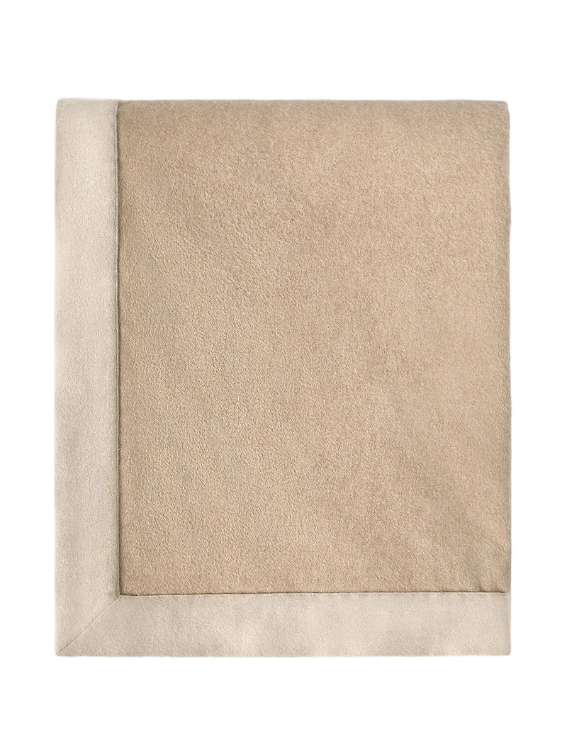 Brunello Cucinelli Cashmere Throw with Contrasting Border - Camel