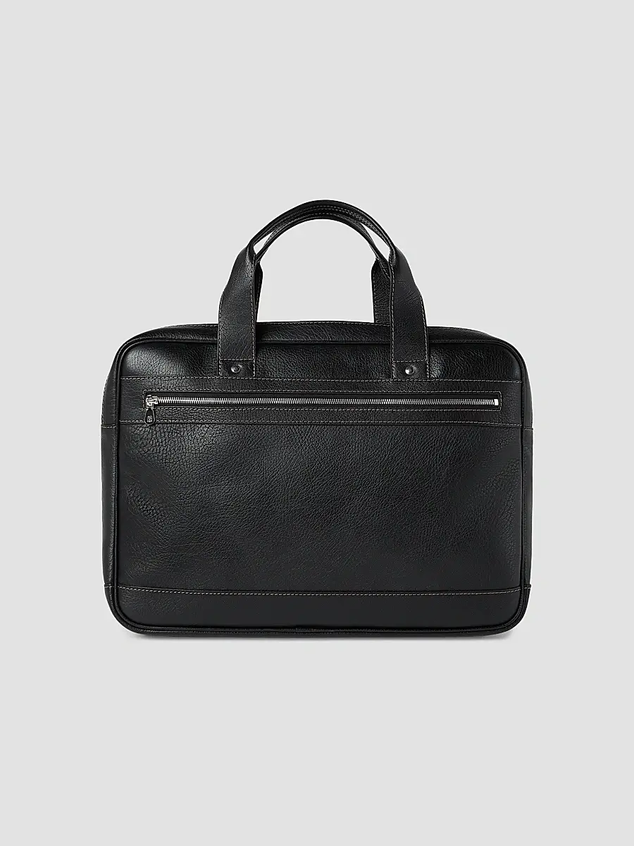 Brunello Cucinelli Men's Grained Calfskin Briefcase with Zipper - Black | Thumbnail 3 Brunello Cucinelli Men's Grained Calfskin Briefcase with Zipper - Black | Thumbnail 3