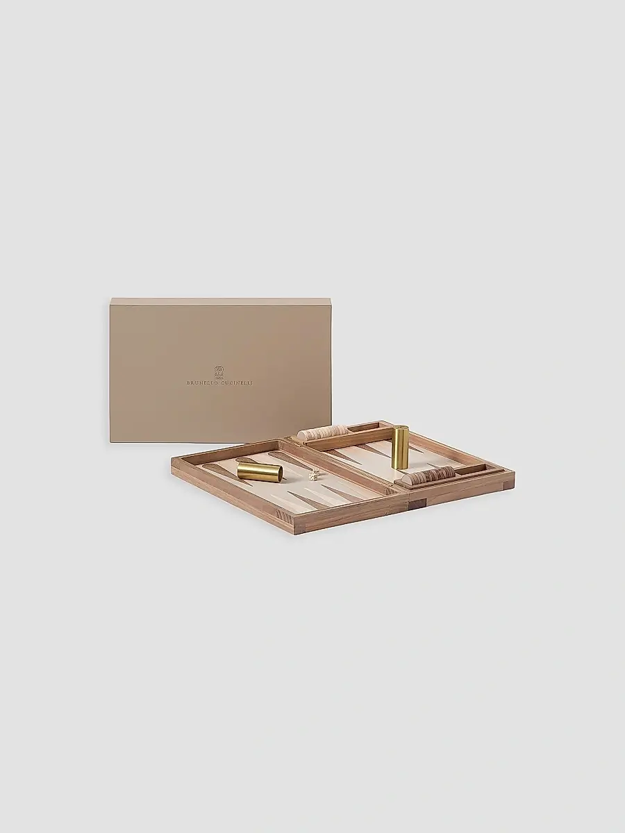 Brunello Cucinelli Wood, Sandstone and Brass Backgammon Set | Thumbnail 3 Brunello Cucinelli Wood, Sandstone and Brass Backgammon Set | Thumbnail 3