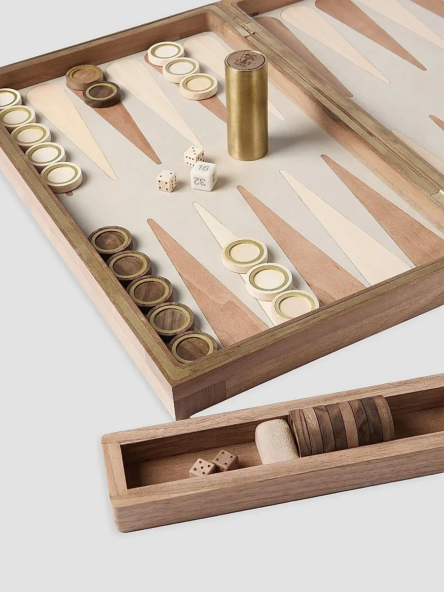 Brunello Cucinelli Wood, Sandstone and Brass Backgammon Set | Thumbnail 4 Brunello Cucinelli Wood, Sandstone and Brass Backgammon Set | Thumbnail 4