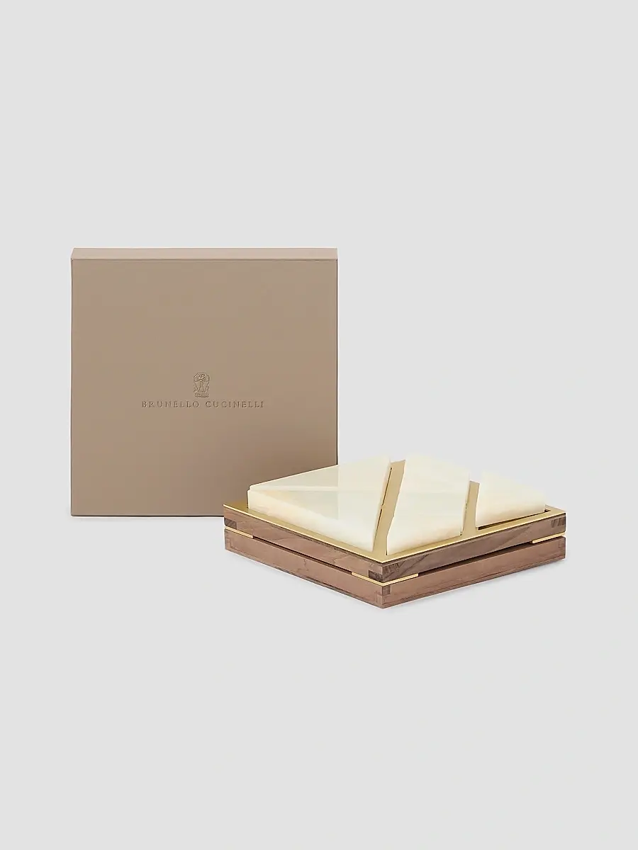 Brunello Cucinelli Onyx, Walnut Wood and Brass Tangram Set | Thumbnail 2 Brunello Cucinelli Onyx, Walnut Wood and Brass Tangram Set | Thumbnail 2