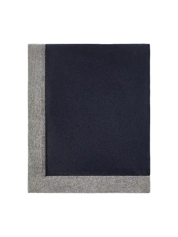 Brunello Cucinelli Cashmere Throw with Contrasting Border - Navy Blue