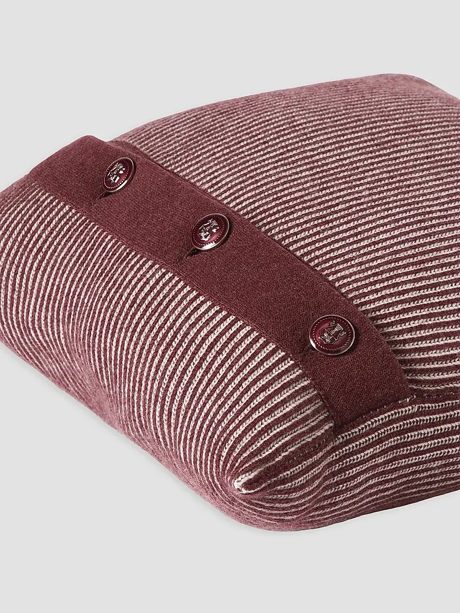 Brunello Cucinelli Cashmere Vanisé Rib Knit Cushion with Metal Buttons - Amaranth | Thumbnail 3