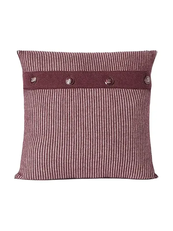 Brunello Cucinelli Cashmere Vanisé Rib Knit Cushion with Metal Buttons - Amaranth