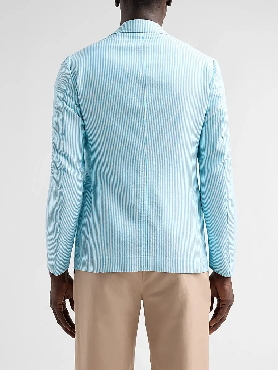 Isaia Men's Seersucker Cotton-Silk Jacket | Thumbnail 3 Isaia Men's Seersucker Cotton-Silk Jacket | Thumbnail 3
