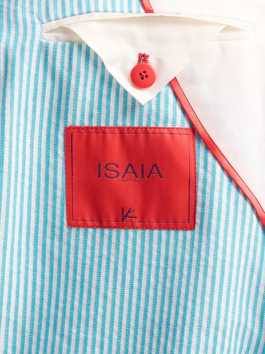 Isaia Men's Seersucker Cotton-Silk Jacket | Thumbnail 6 Isaia Men's Seersucker Cotton-Silk Jacket | Thumbnail 6