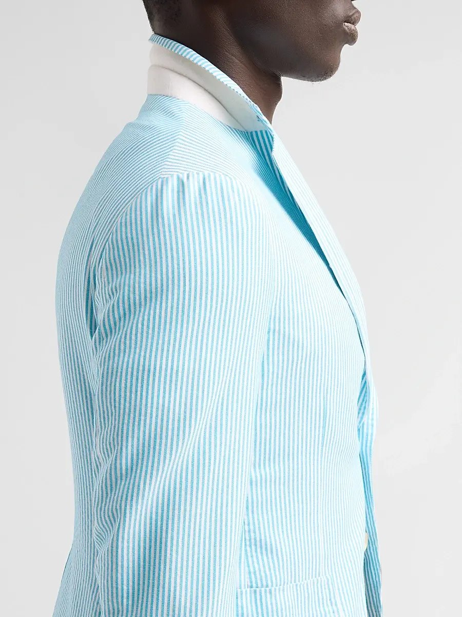 Isaia Men's Seersucker Cotton-Silk Jacket | Thumbnail 7 Isaia Men's Seersucker Cotton-Silk Jacket | Thumbnail 7