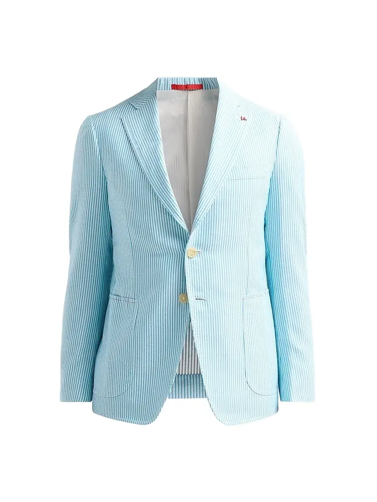 Isaia Men's Seersucker Cotton-Silk Jacket - Open White | Image 1 Isaia Men's Seersucker Cotton-Silk Jacket - Open White | Image 1