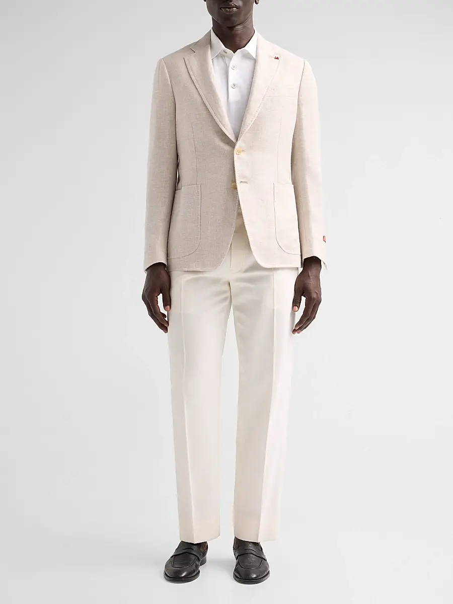 Isaia Men's Linen-Wool-Silk Woven Jacket | Thumbnail 2