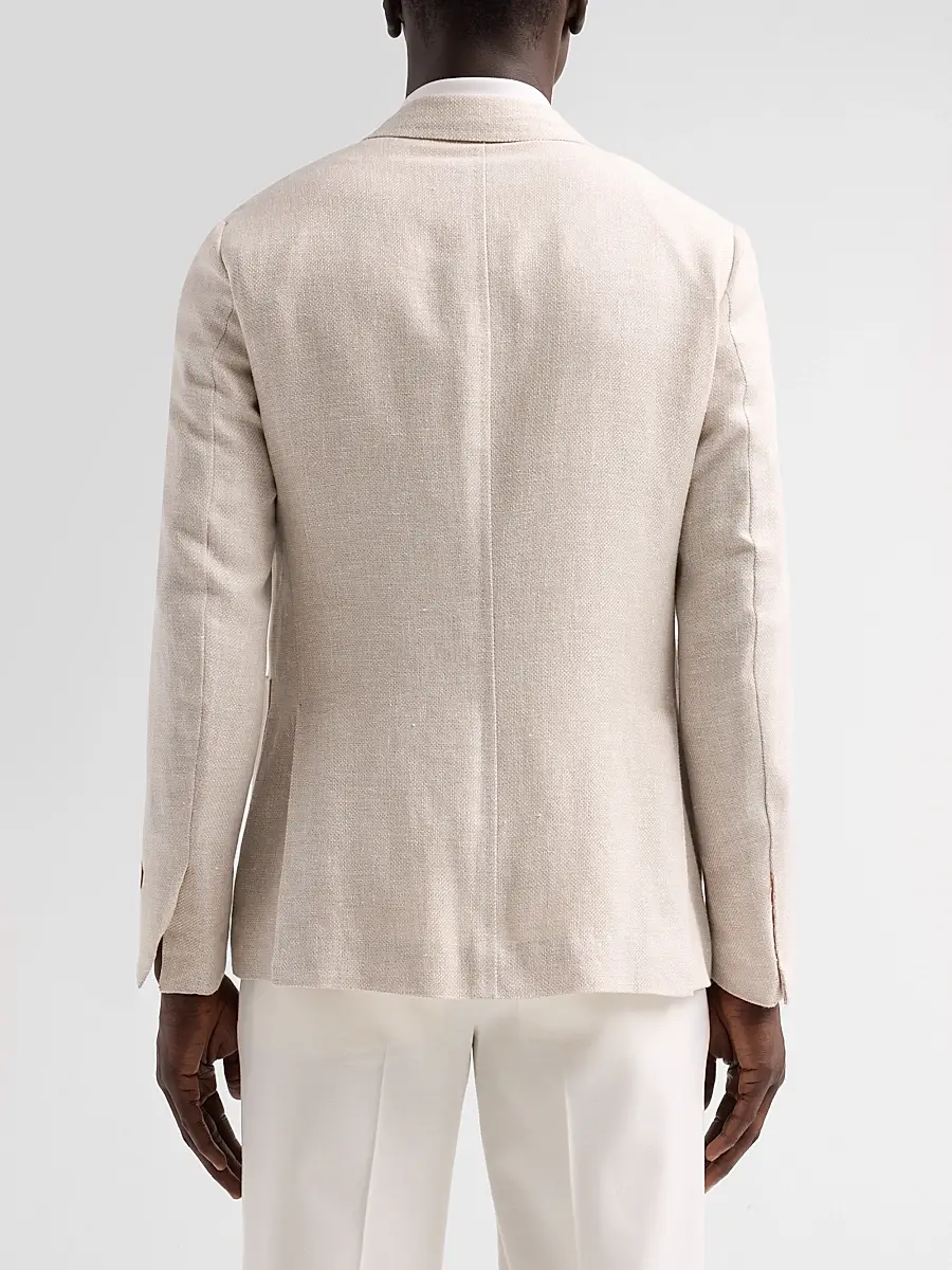 Isaia Men's Linen-Wool-Silk Woven Jacket | Thumbnail 3