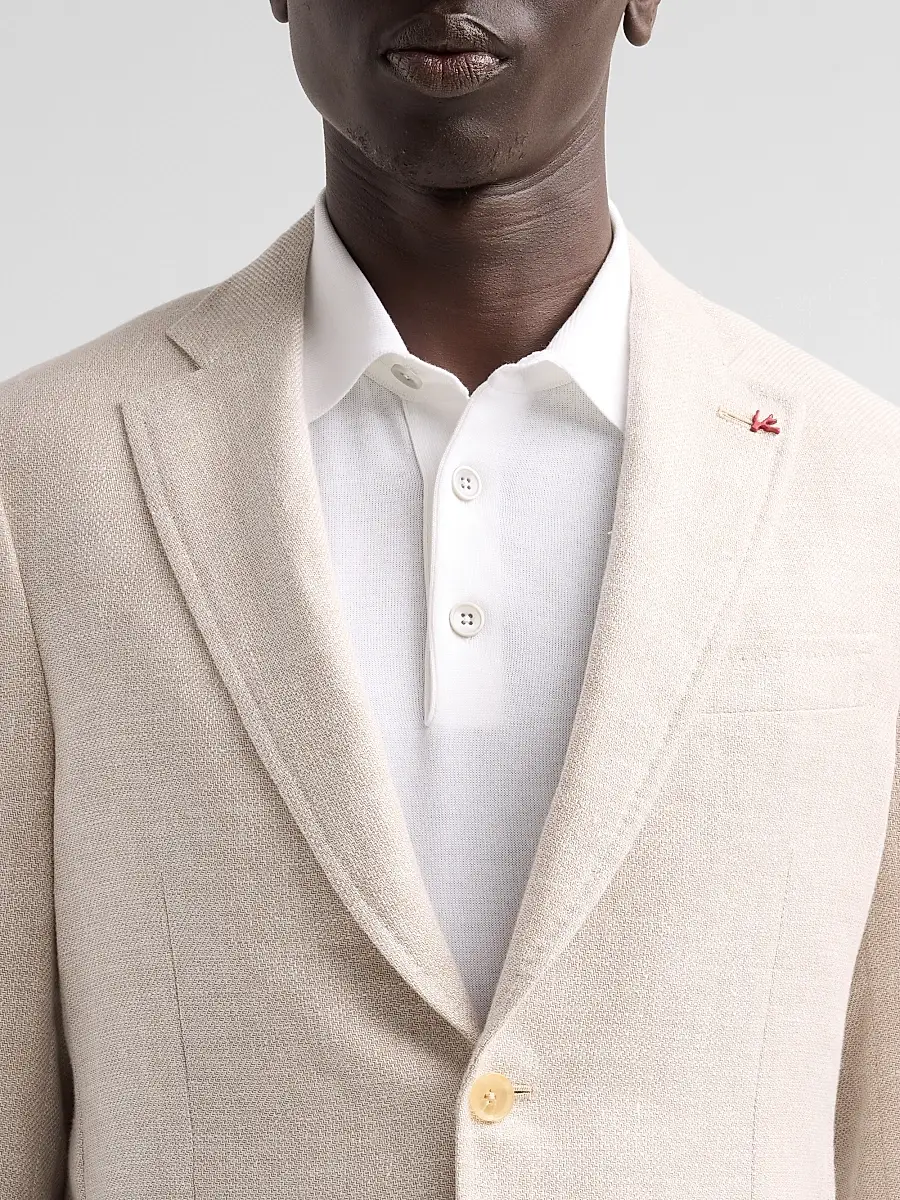 Isaia Men's Linen-Wool-Silk Woven Jacket | Thumbnail 5