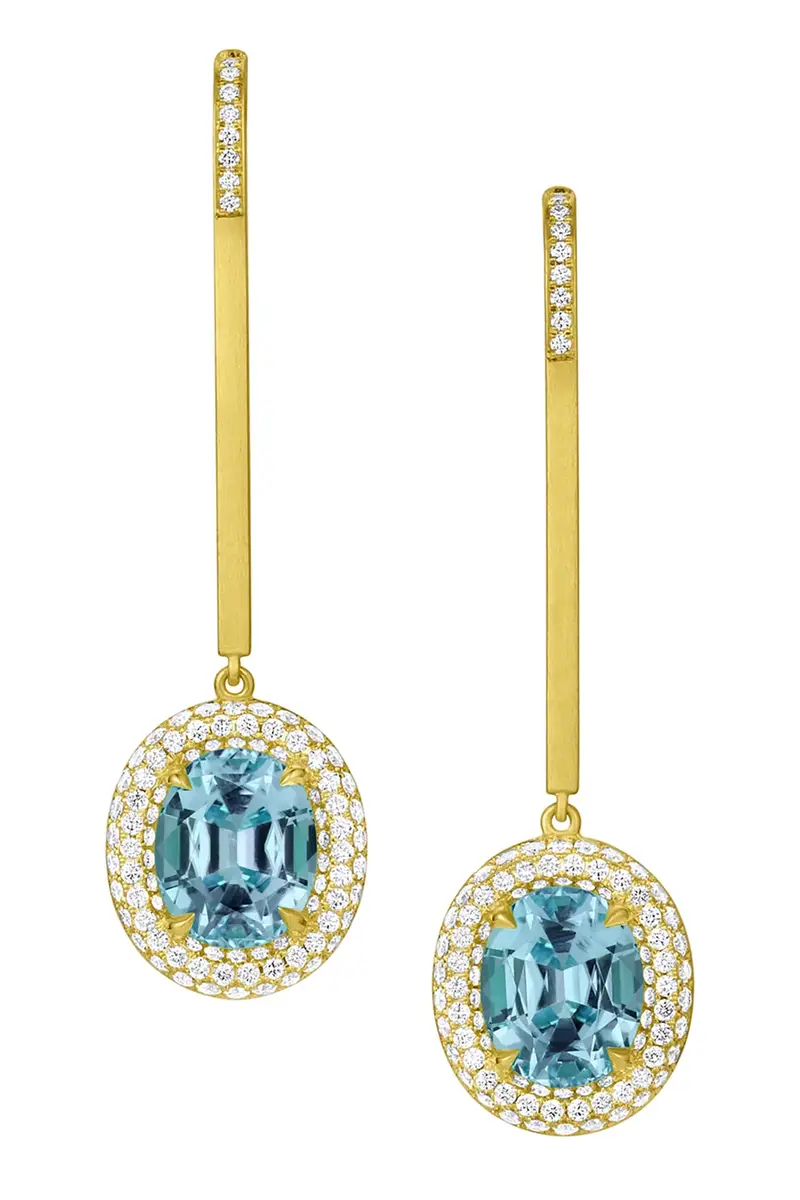 LEIGH MAXWELL Aquamarine Bauble Earrings | Image 1 LEIGH MAXWELL Aquamarine Bauble Earrings | Image 1