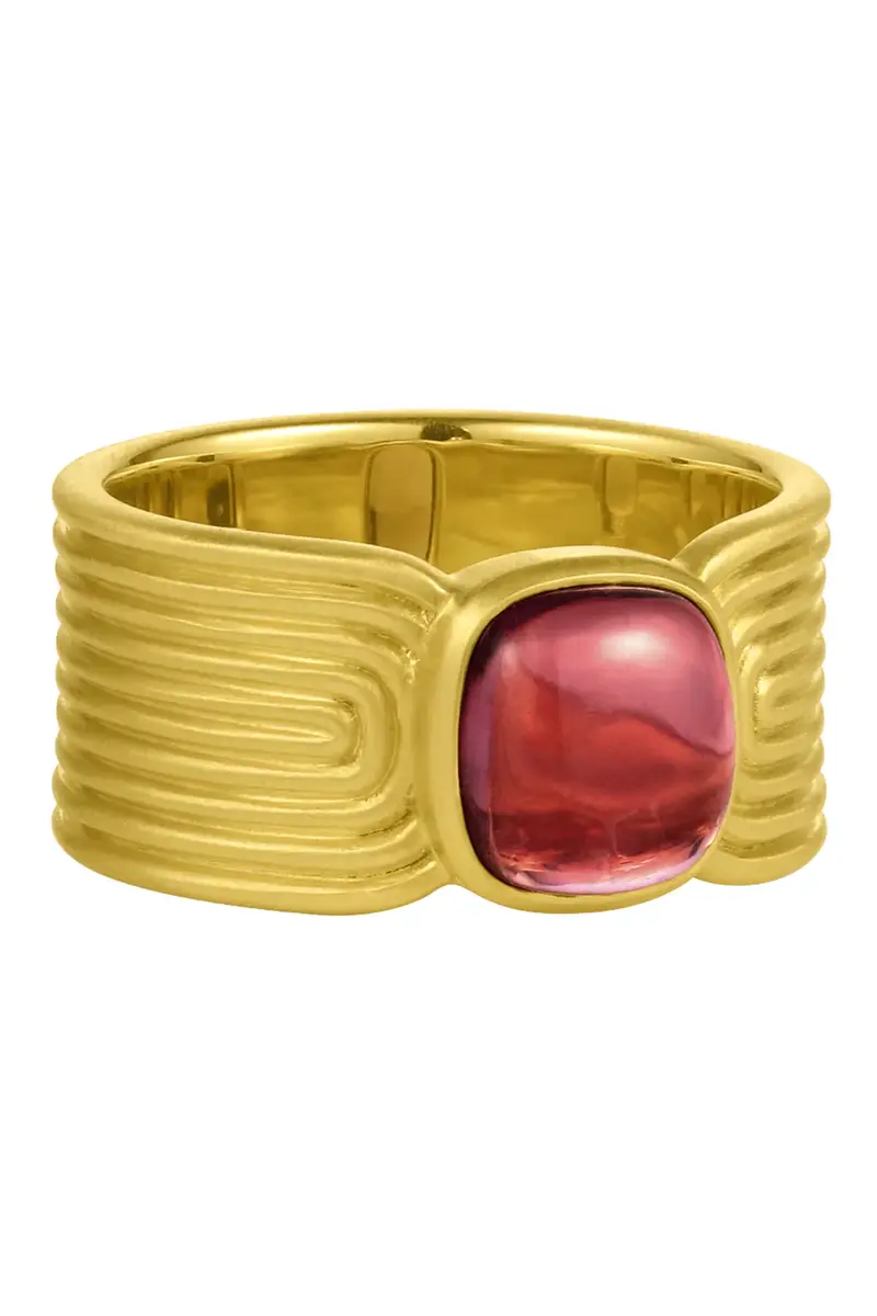 LEIGH MAXWELL Pink Tourmaline Cabochon Ridge Band Ring | Image 1 LEIGH MAXWELL Pink Tourmaline Cabochon Ridge Band Ring | Image 1