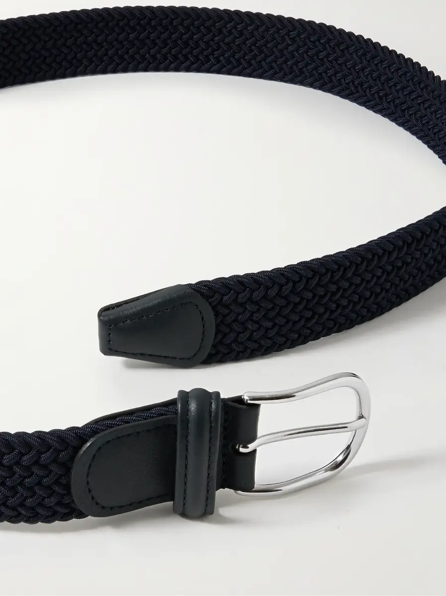 Anderson's 3.5cm Leather-Trimmed Woven Elastic Belt | Thumbnail 2 Anderson's 3.5cm Leather-Trimmed Woven Elastic Belt | Thumbnail 2
