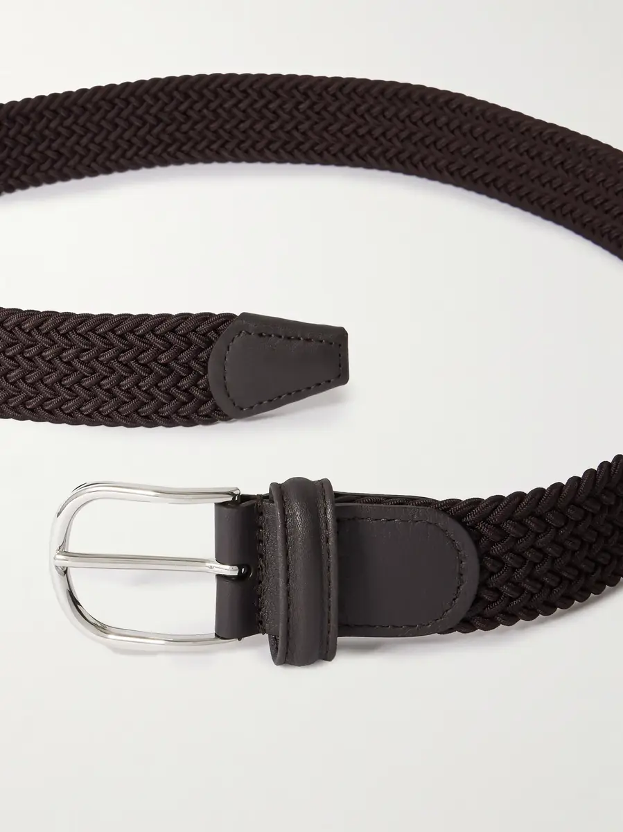 Anderson's 3.5cm Leather-Trimmed Woven Elastic Belt | Thumbnail 2 Anderson's 3.5cm Leather-Trimmed Woven Elastic Belt | Thumbnail 2