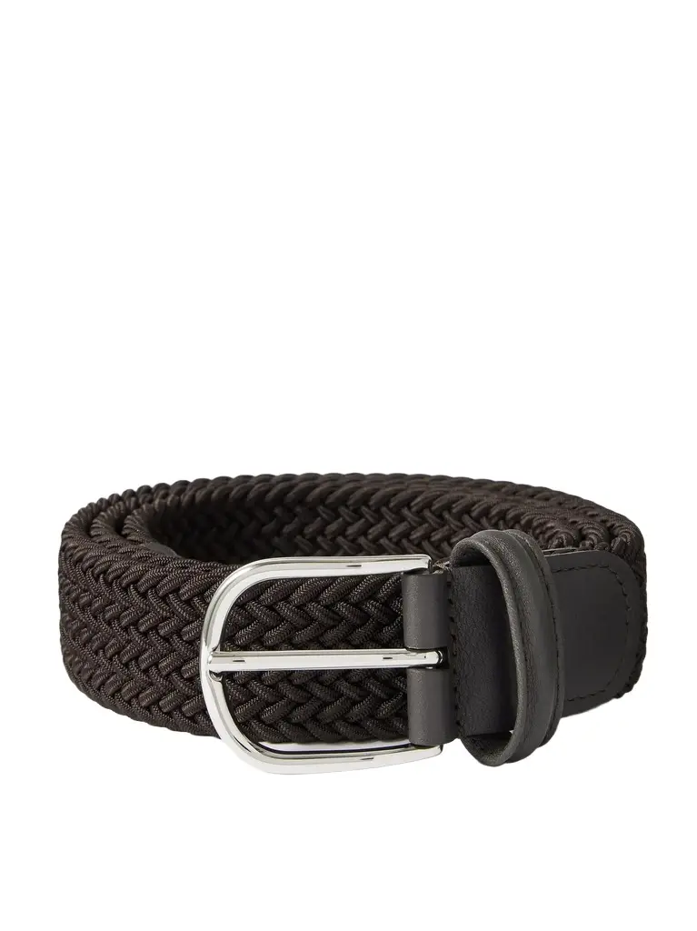 Anderson's 3.5cm Leather-Trimmed Woven Elastic Belt | Image 1 Anderson's 3.5cm Leather-Trimmed Woven Elastic Belt | Image 1
