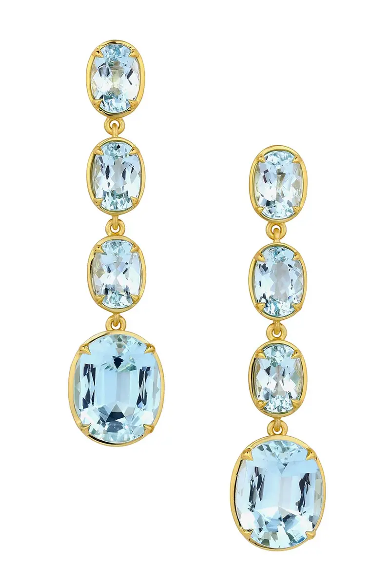 LEIGH MAXWELL Aquamarine Faceted Drop Earrings | Image 1 LEIGH MAXWELL Aquamarine Faceted Drop Earrings | Image 1