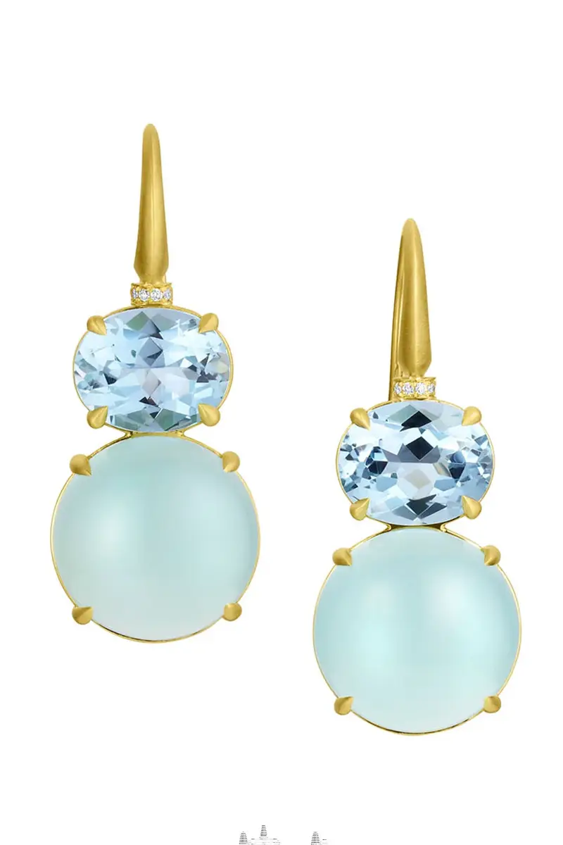 LEIGH MAXWELL Aquamarine Opal Double Bijou Earrings | Image 1 LEIGH MAXWELL Aquamarine Opal Double Bijou Earrings | Image 1